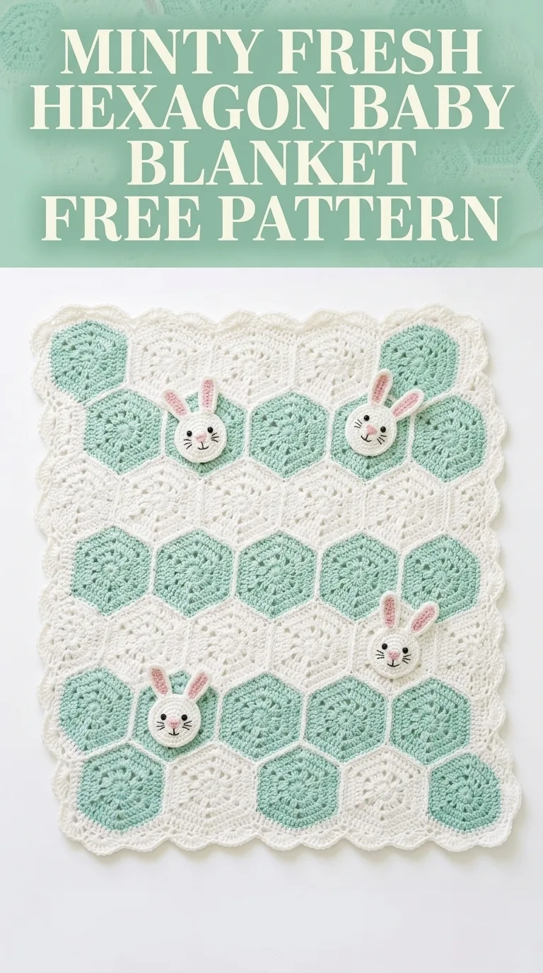 Minty Fresh Hexagon Baby Blanket Free Crochet Pattern