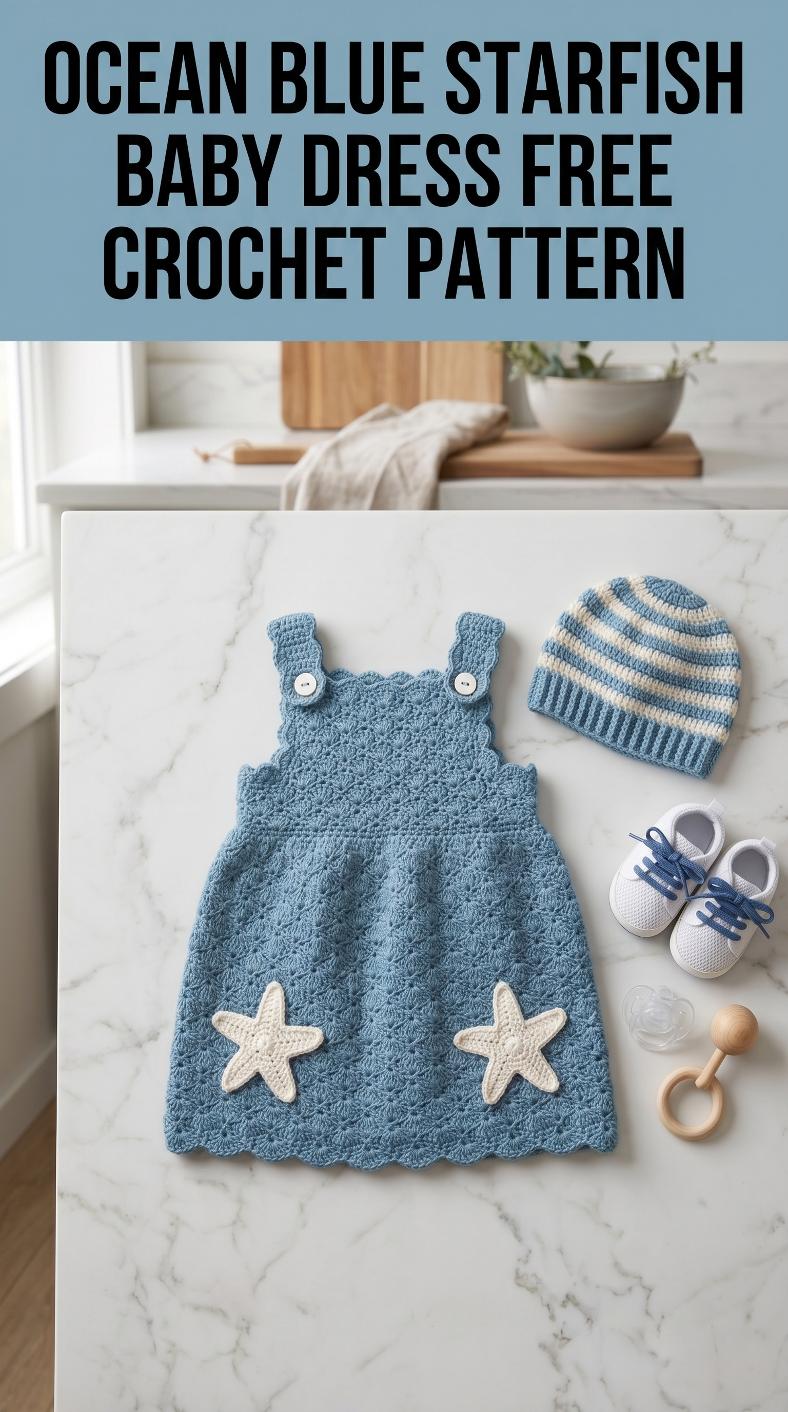Ocean Blue Starfish Baby Dress Free Crochet Pattern
