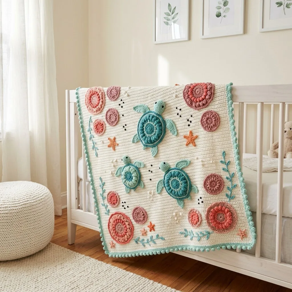 Ocean Sea Turtle Baby Blanket Free Crochet Pattern