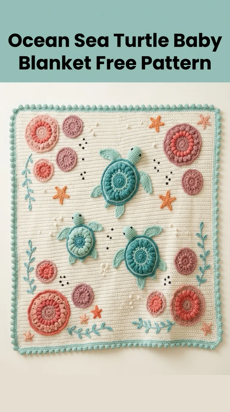 Ocean Sea Turtle Baby Blanket Free Crochet Pattern
