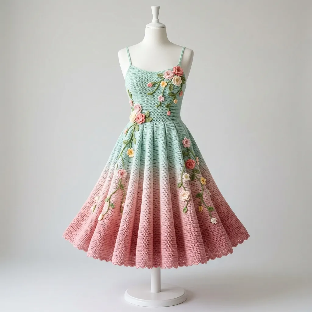 Ombre Floral Garden Dress Crochet Pattern