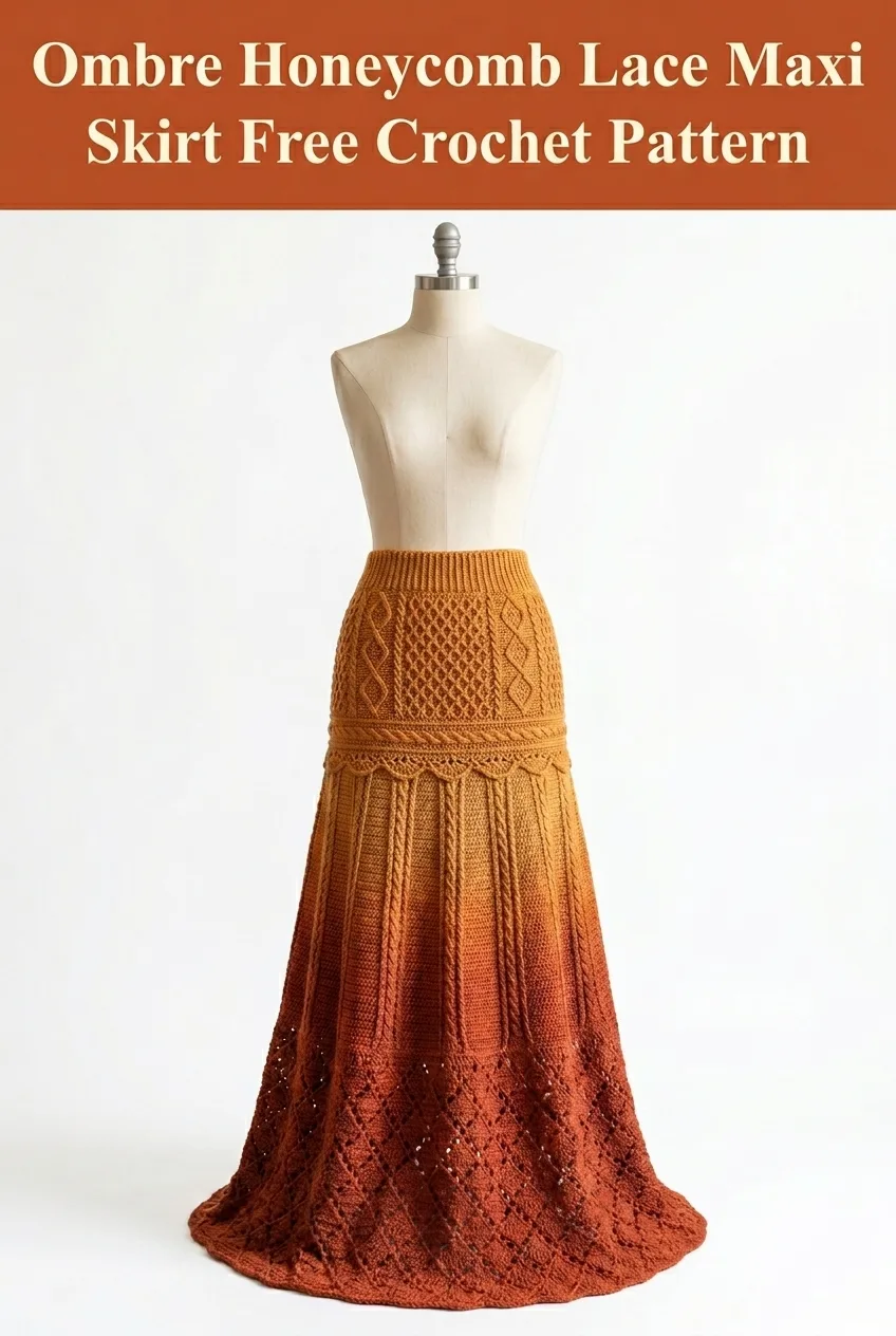 Ombre Honeycomb Lace Maxi Skirt Free Crochet Pattern