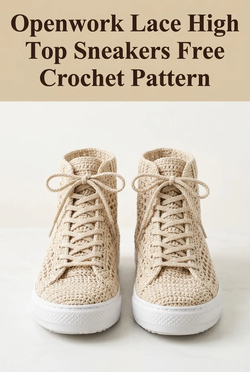 Openwork Lace High Top Sneakers Free Crochet Pattern