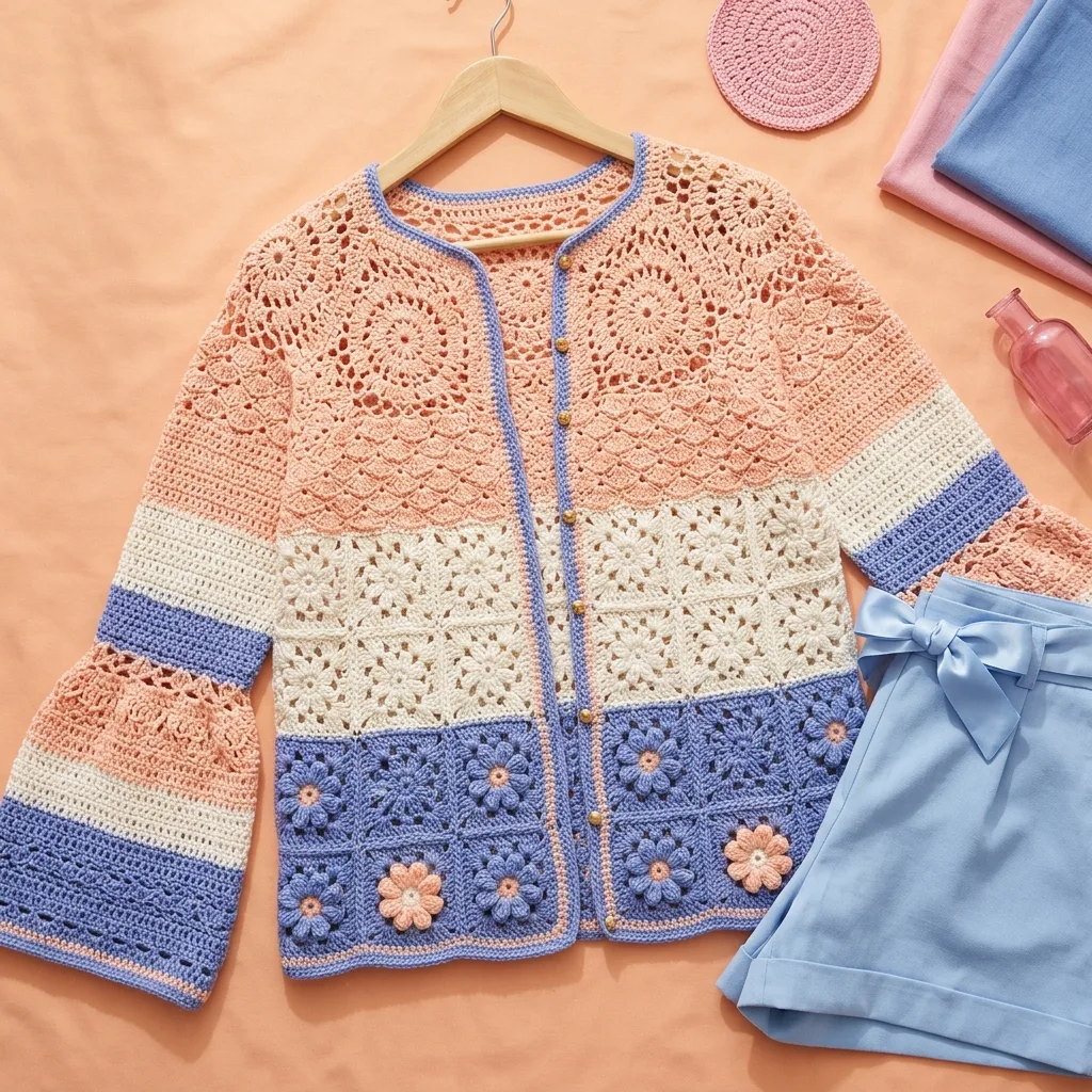 Peach Lace Ombre Cardigan Crochet Pattern