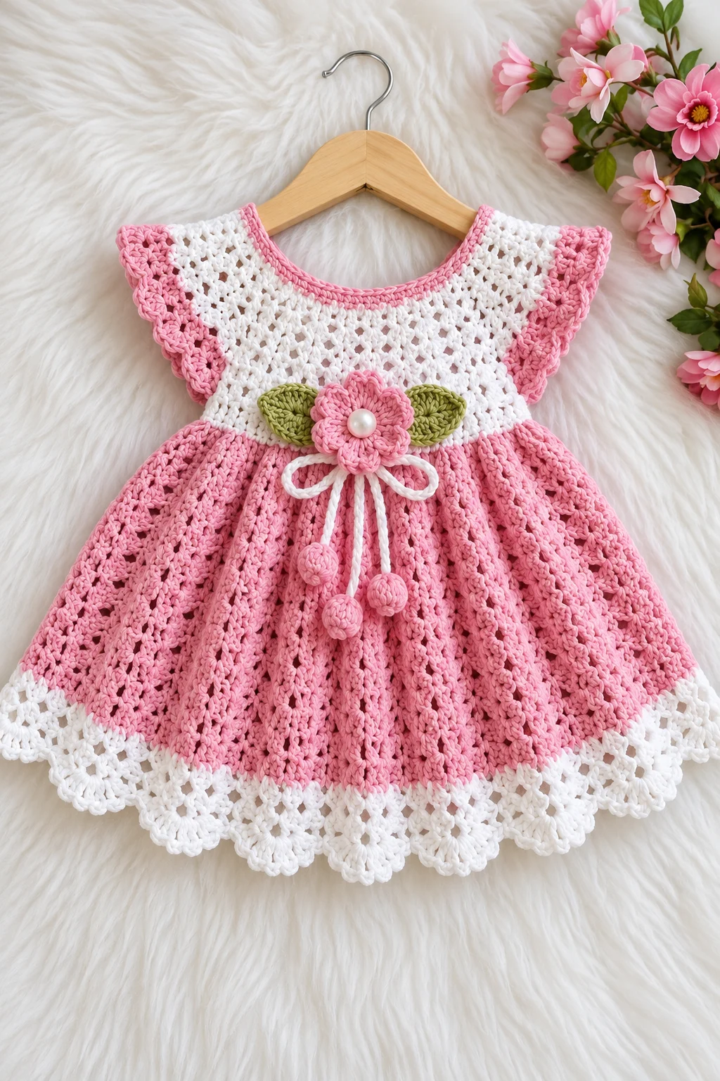 Pink Blossom Baby Dress Crochet Pattern