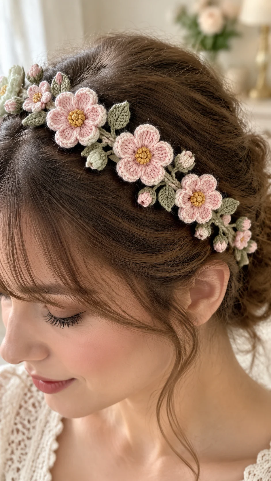 Pink Blossom Vine Headband Crochet Pattern