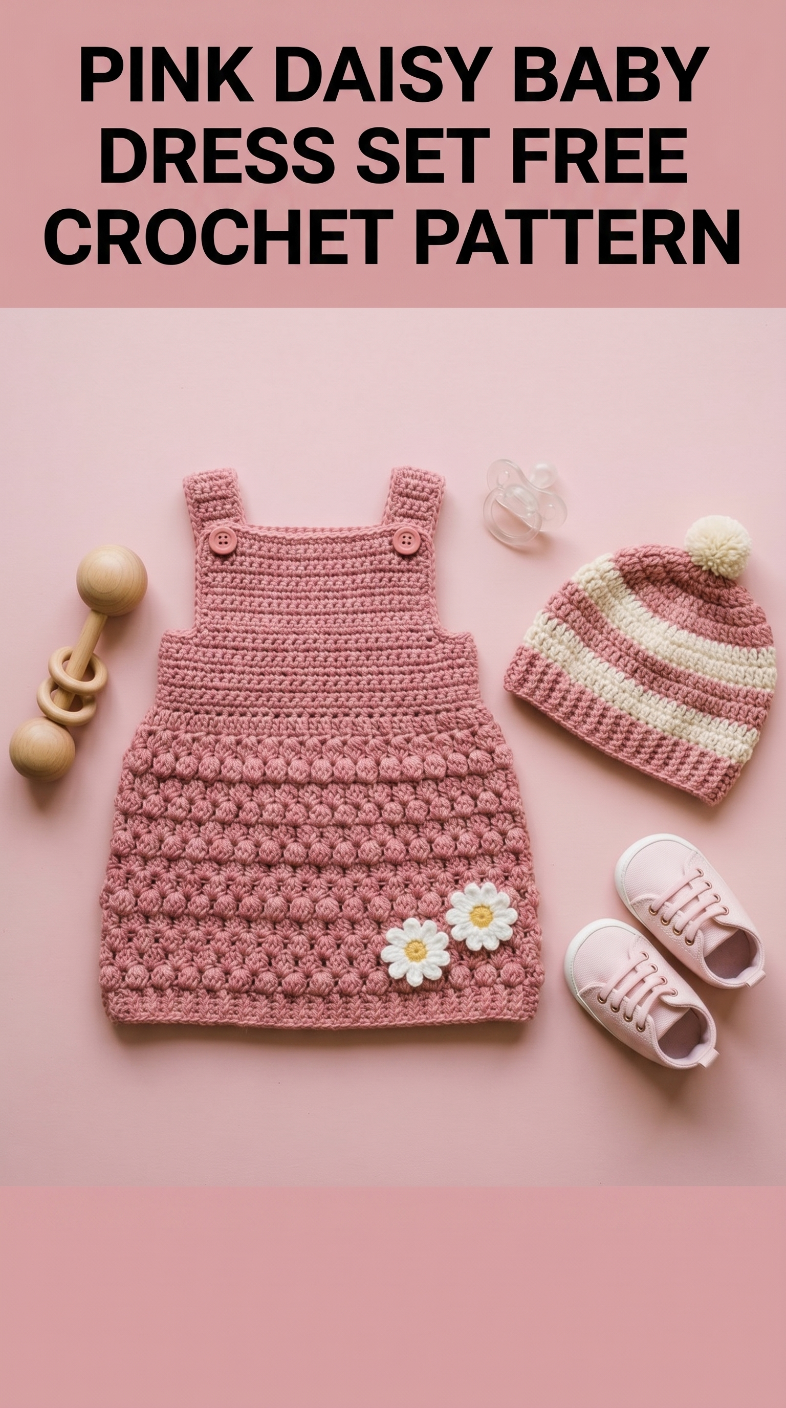 Pink Daisy Baby Dress Set Free Crochet Pattern