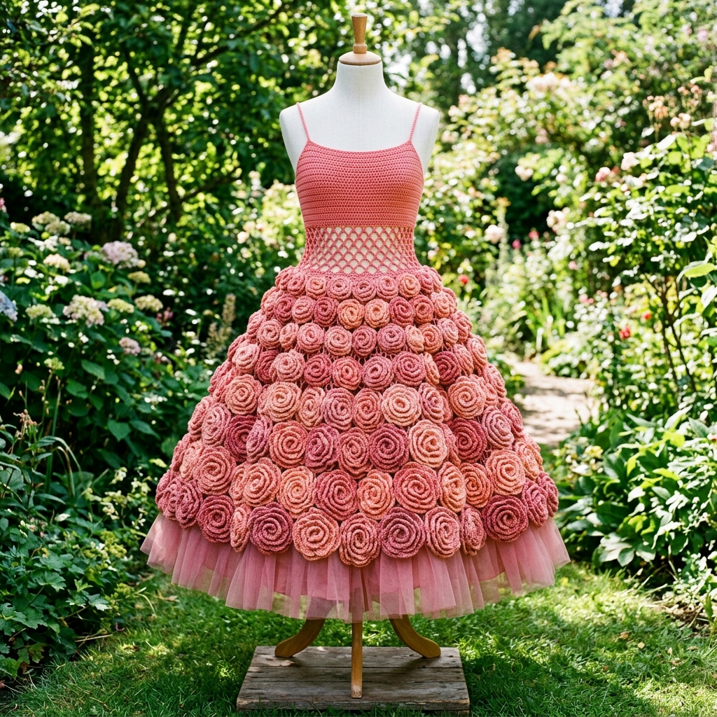 Pink Rose Garden Crochet Dress Crochet Pattern