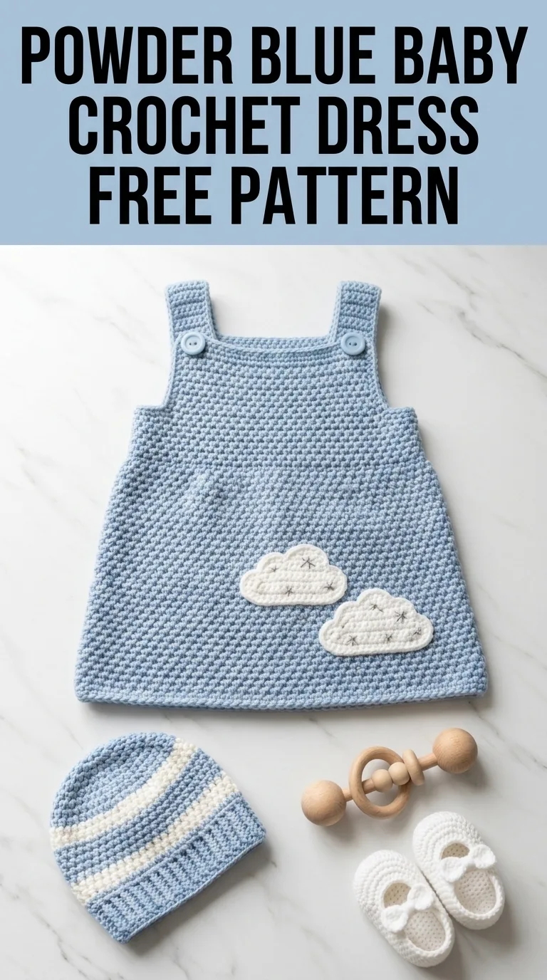 Powder Blue Baby Crochet Dress Free Pattern