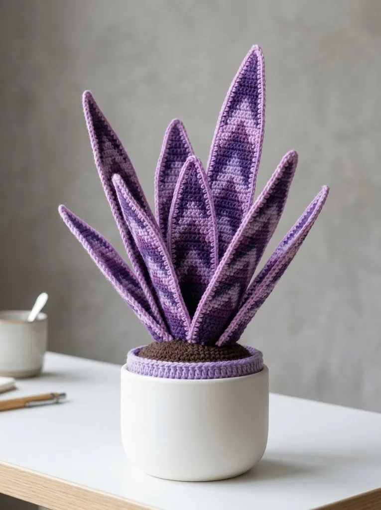 Purple Galaxy Snake Plant Amigurumi Free Crochet Pattern