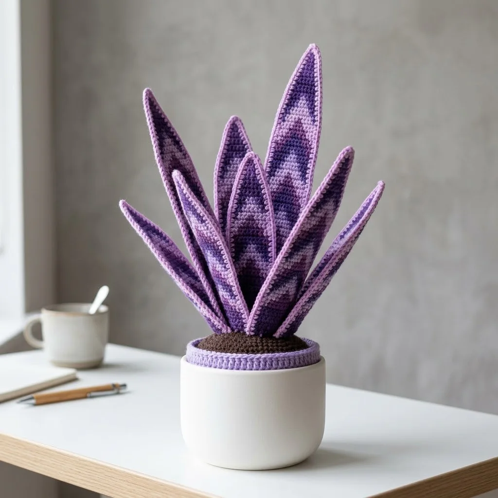Purple Galaxy Snake Plant Amigurumi Free Crochet Pattern