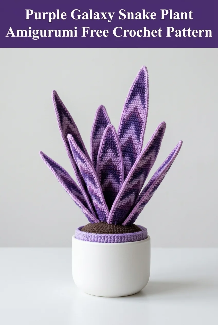 Purple Galaxy Snake Plant Amigurumi Free Crochet Pattern