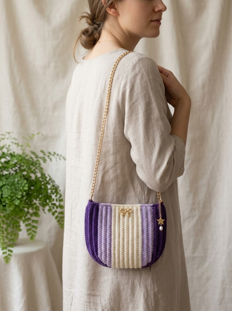 Purple Ombre Chain Strap Clutch Free Crochet Pattern
