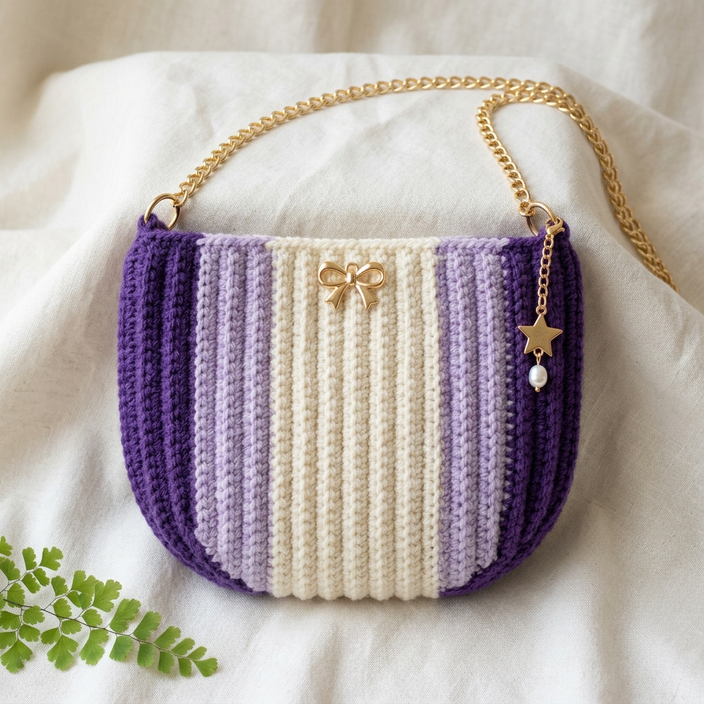 Purple Ombre Chain Strap Clutch Crochet Pattern (PDF Download)