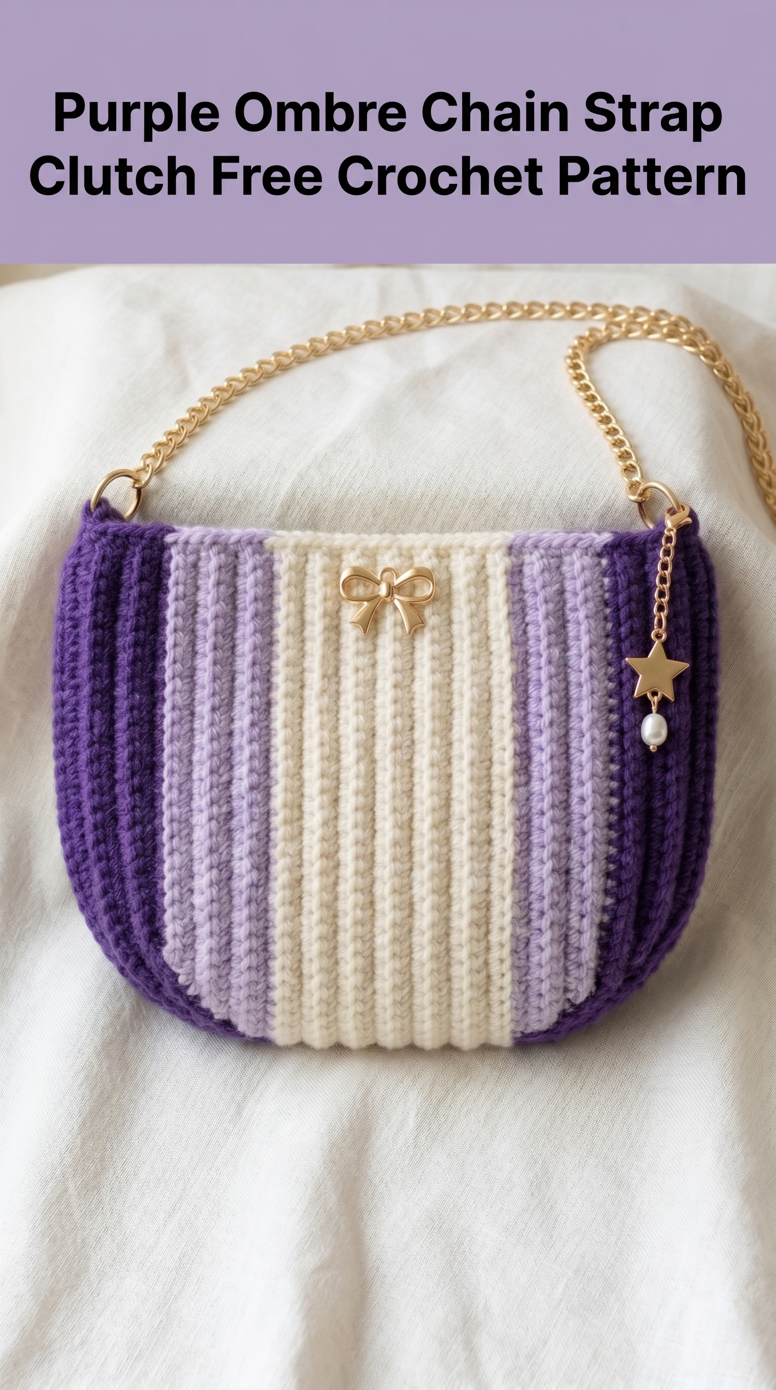 Purple Ombre Chain Strap Clutch Free Crochet Pattern