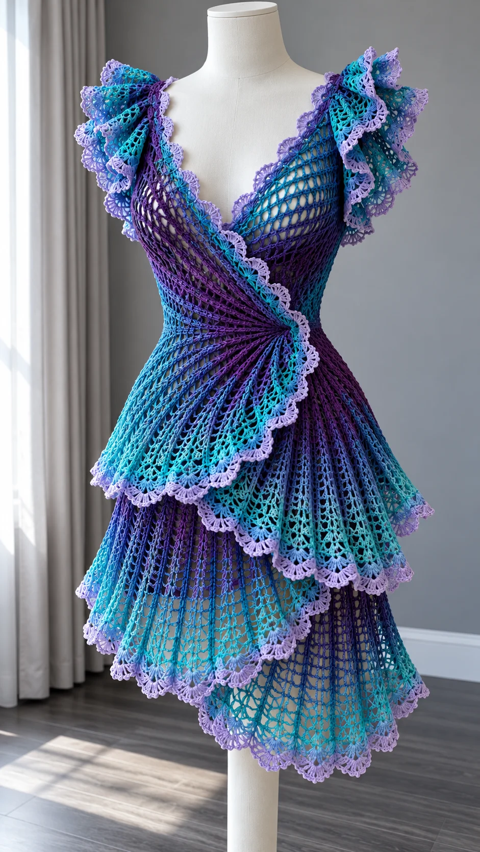 Purple Ombre Ruffle Dress Crochet Pattern