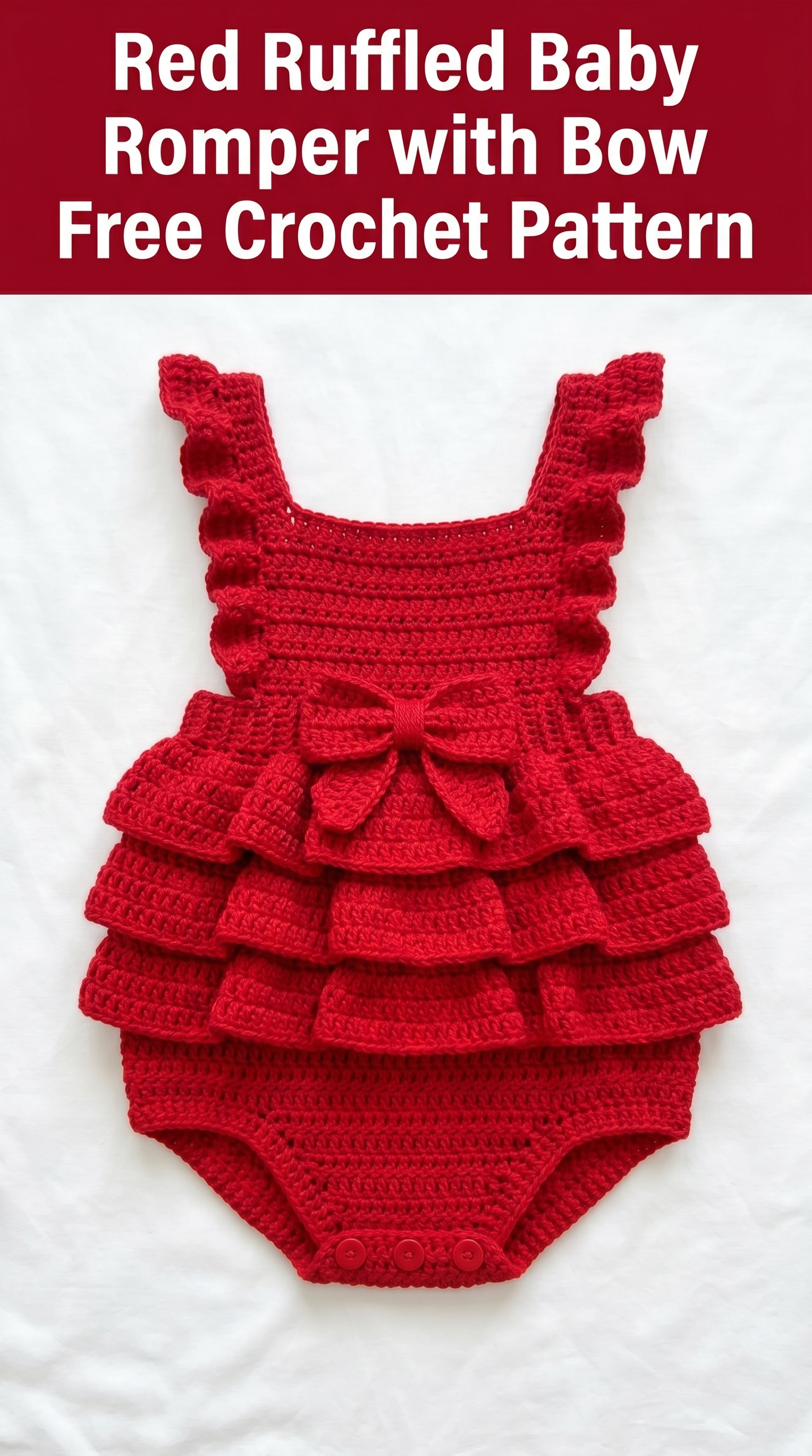 Red Ruffled Baby Romper with Bow Free Crochet Pattern