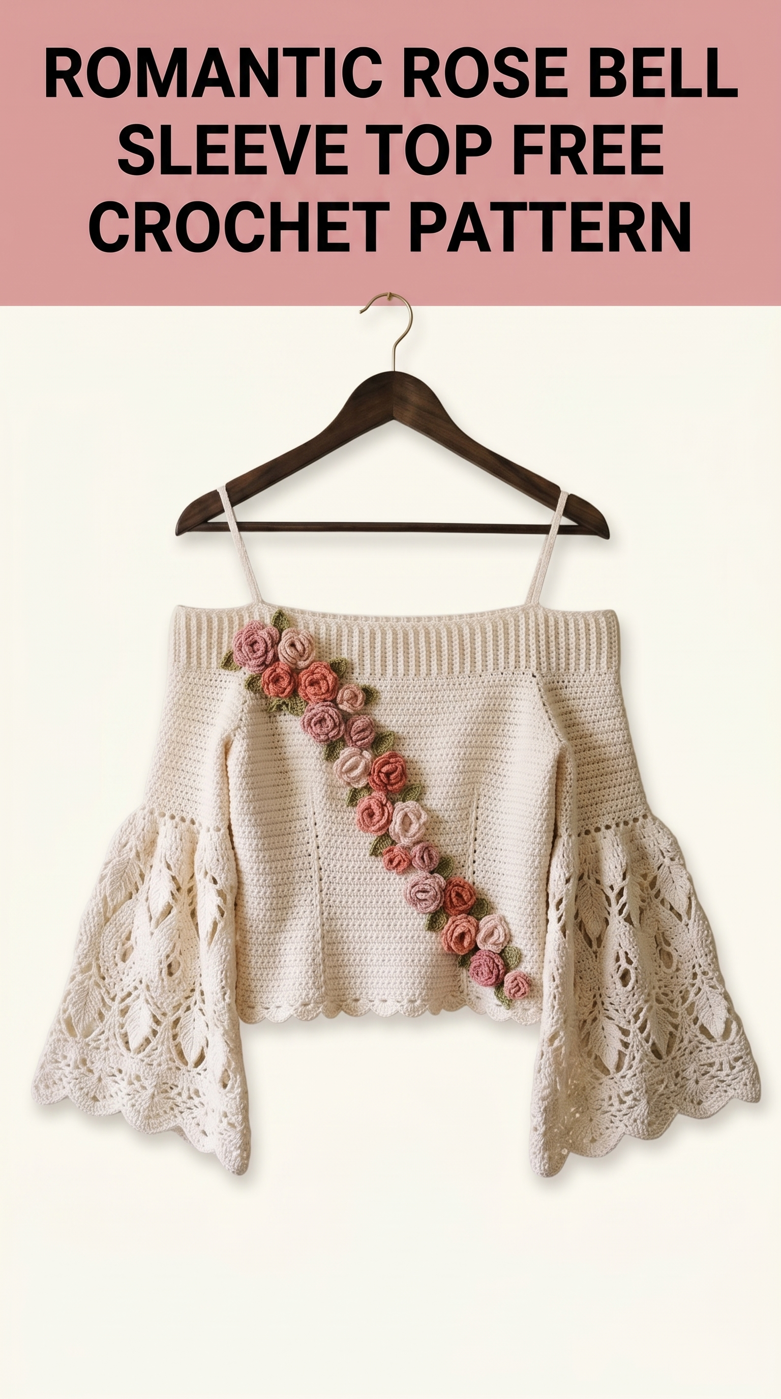 Romantic Rose Bell Sleeve Top Free Crochet Pattern