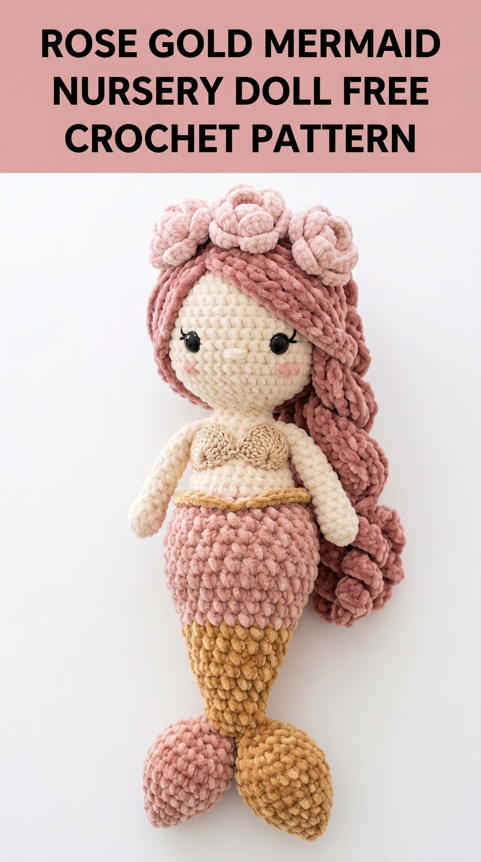 Rose Gold Mermaid Nursery Doll Free Crochet Pattern