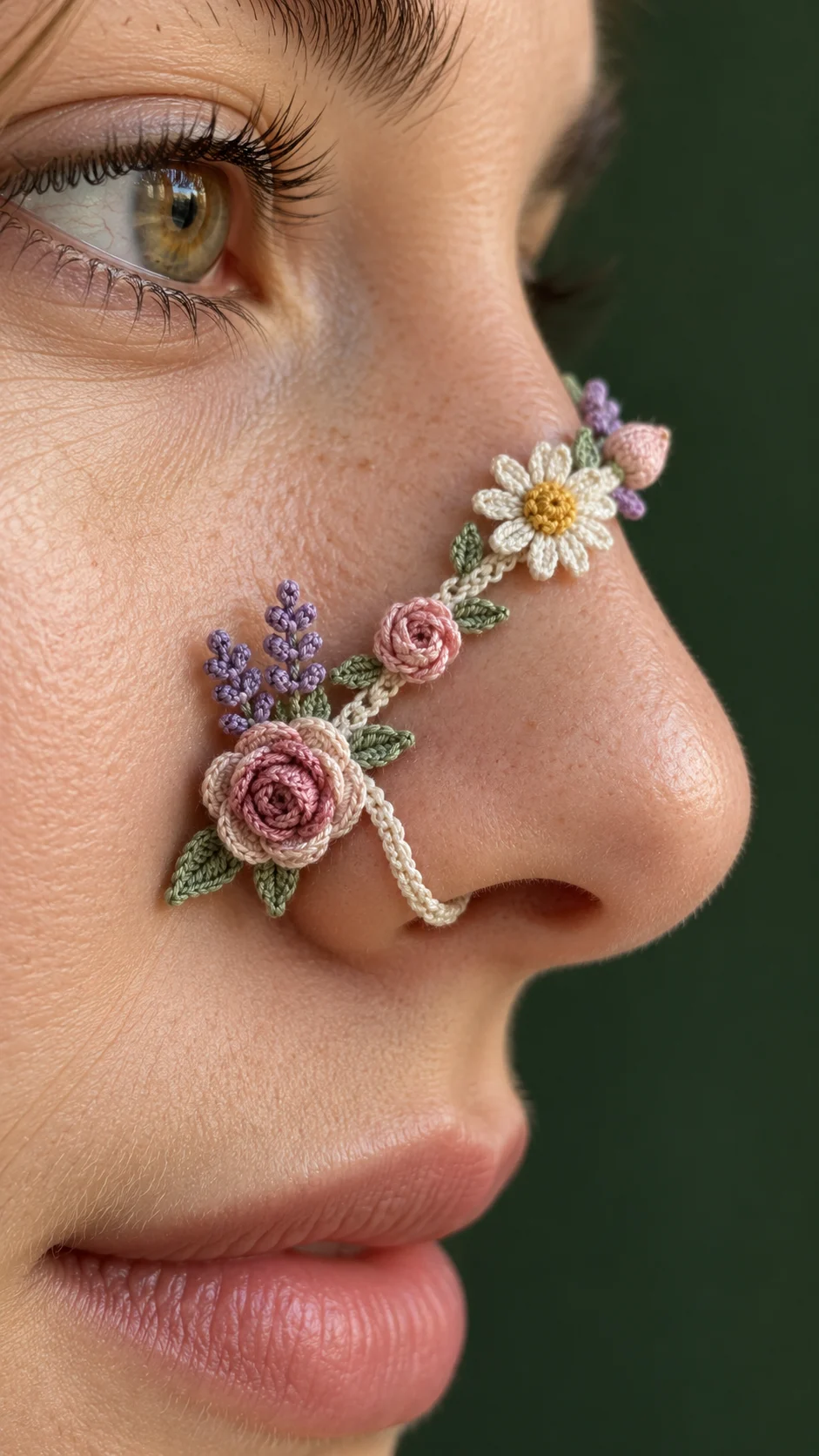 Rose and Lavender Nose Cuff Crochet Pattern