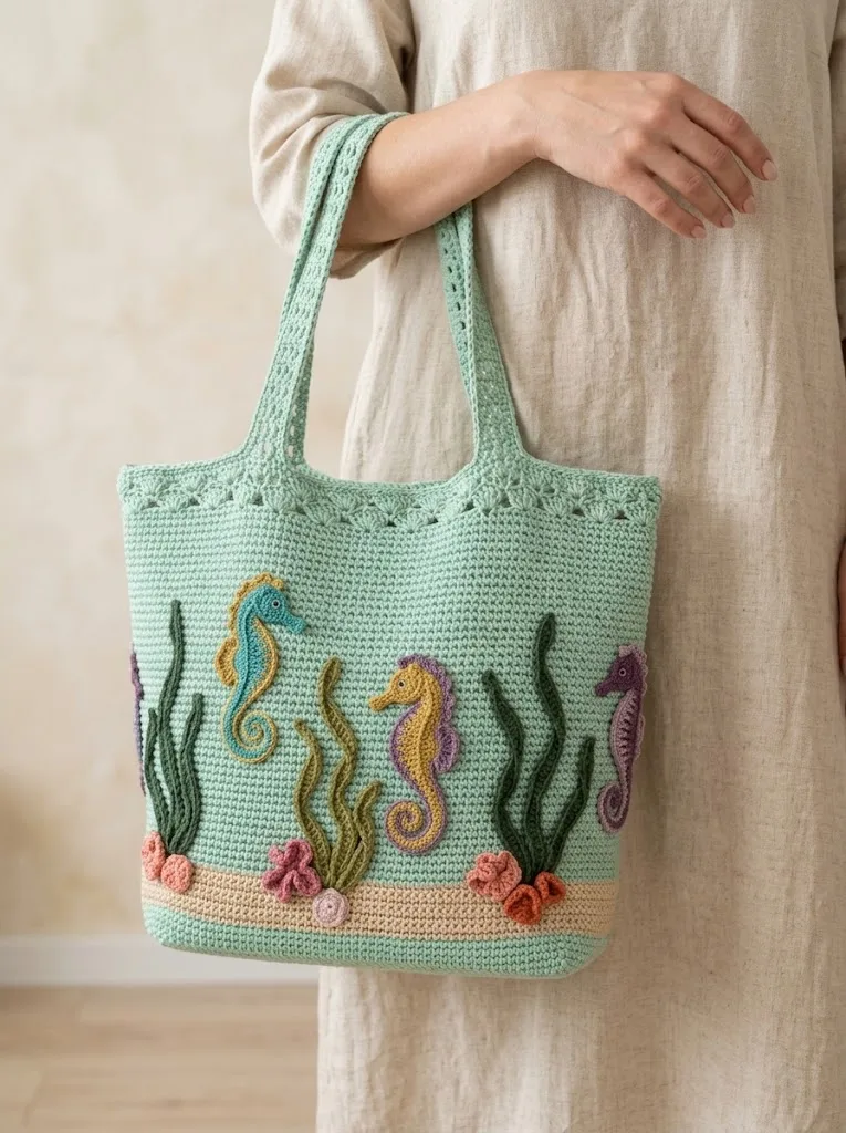 Seahorse Garden Crochet Bag Free Pattern