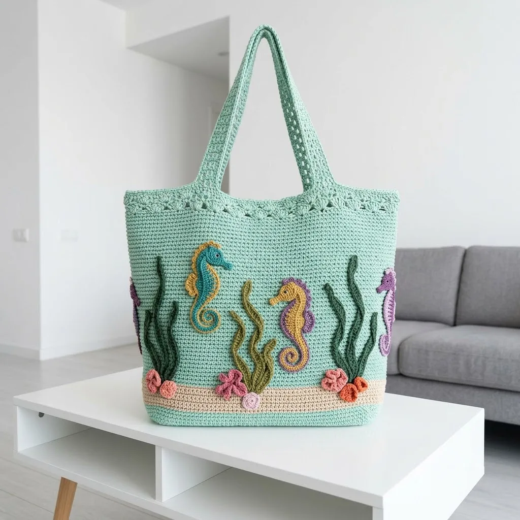 Seahorse Garden Crochet Bag Free Pattern