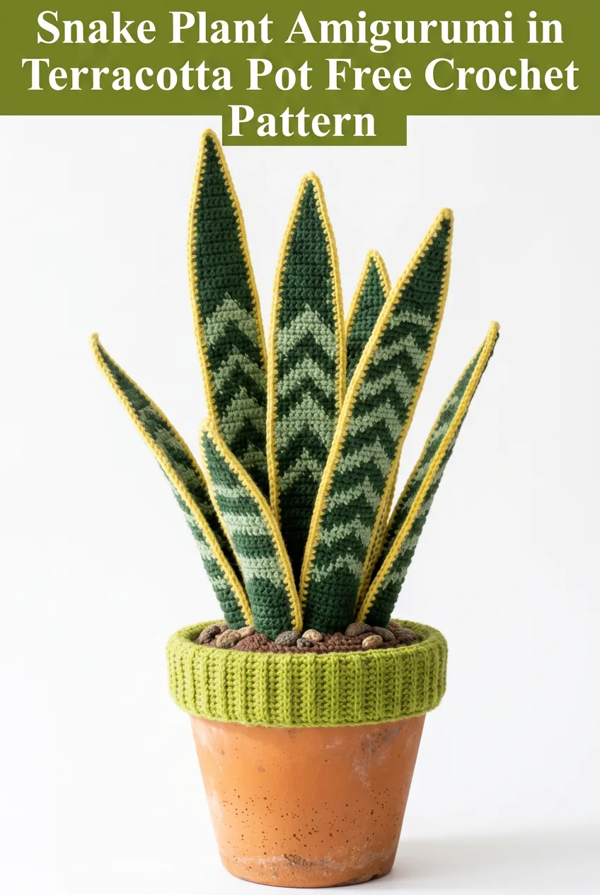 Snake Plant Amigurumi in Terracotta Pot Free Crochet Pattern