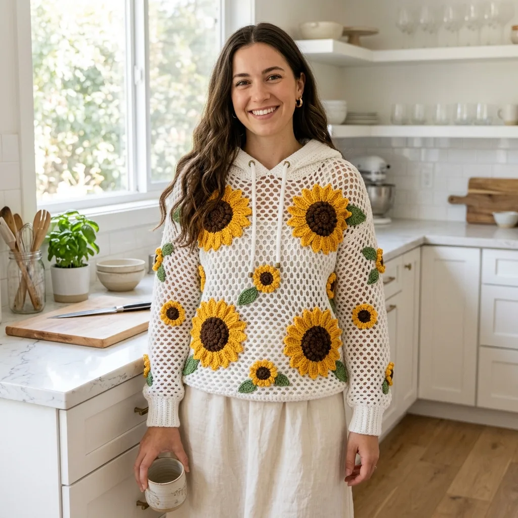 Sunflower Garden Crochet Hoodie
