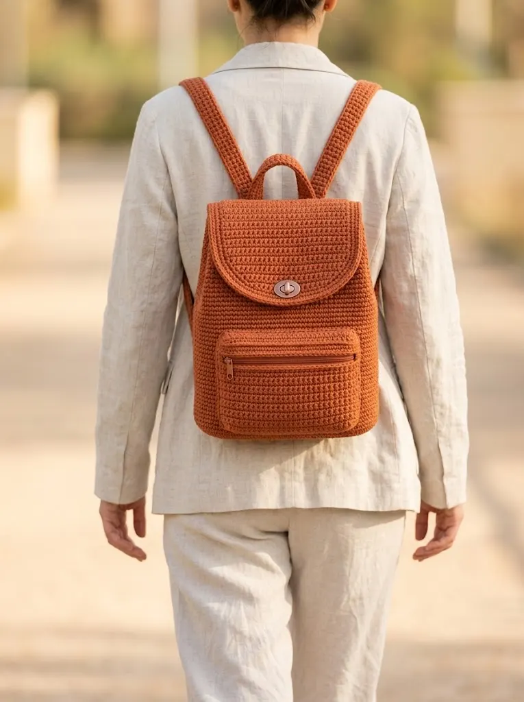Terracotta Boho Crochet Backpack Free Pattern
