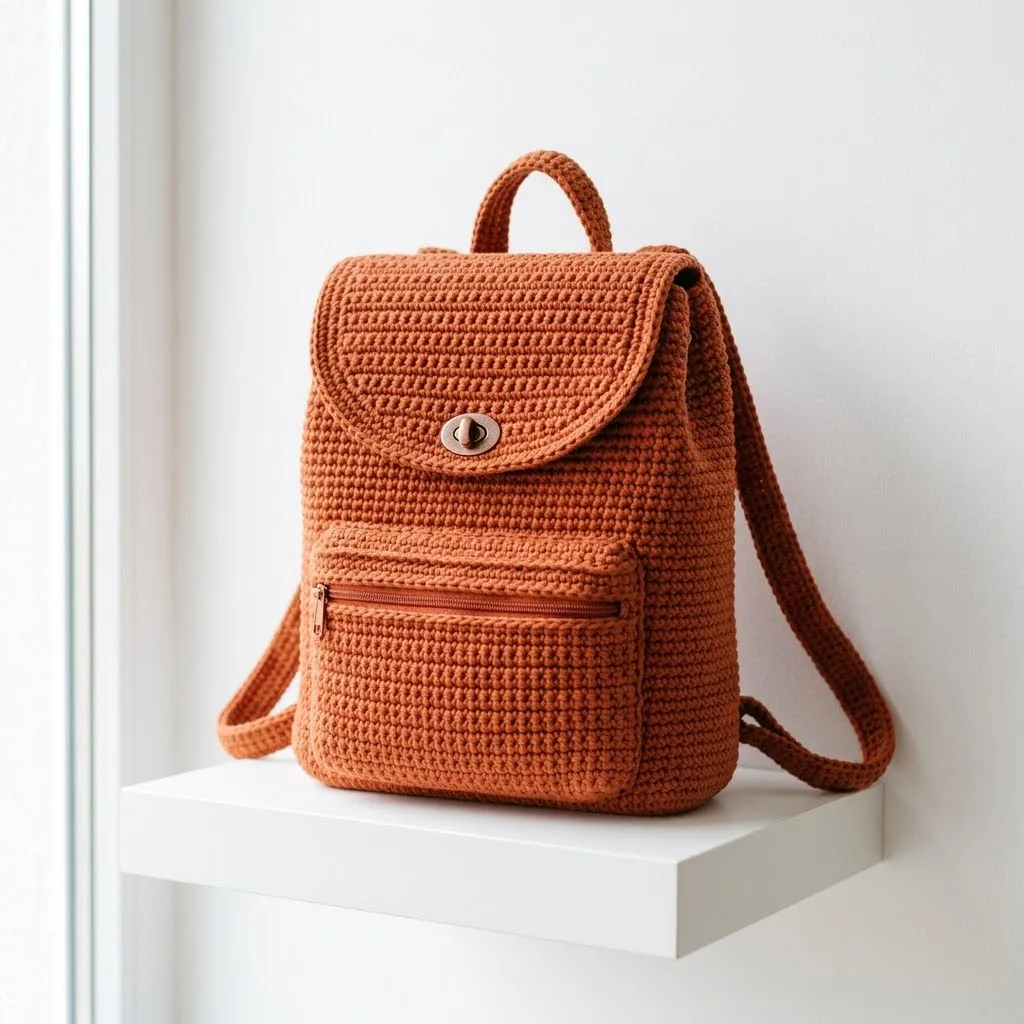 Terracotta Boho Crochet Backpack Free Pattern
