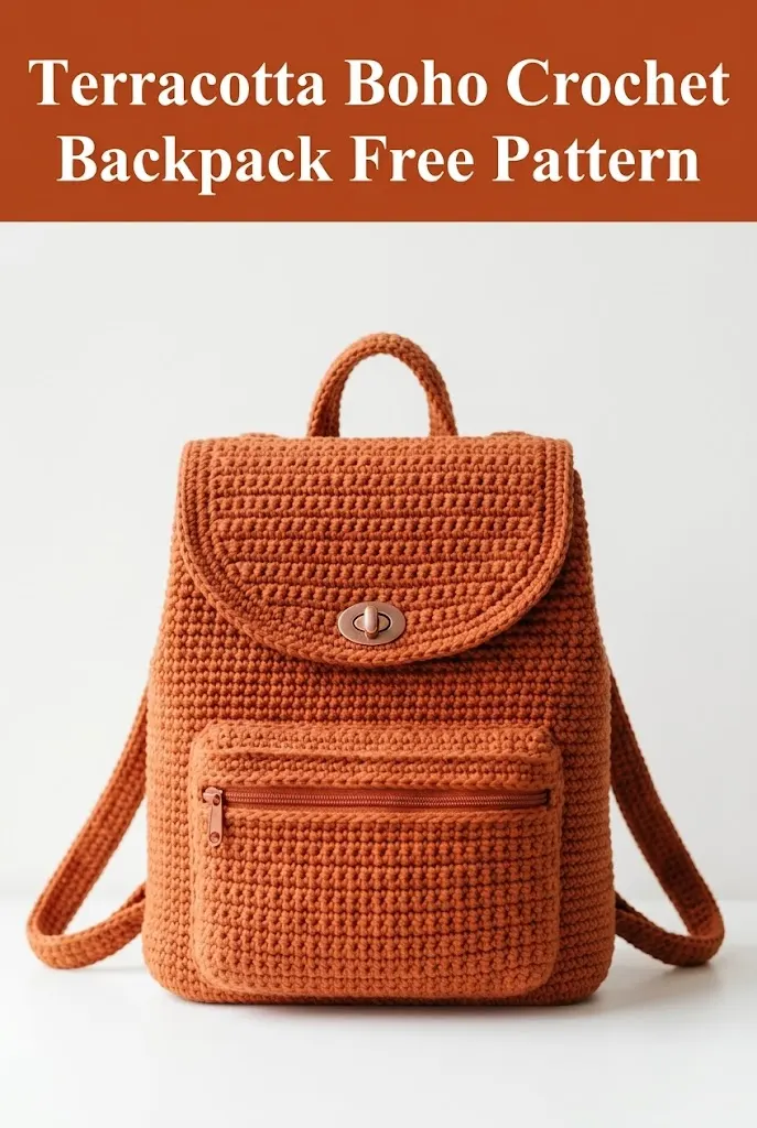 Terracotta Boho Crochet Backpack Free Pattern
