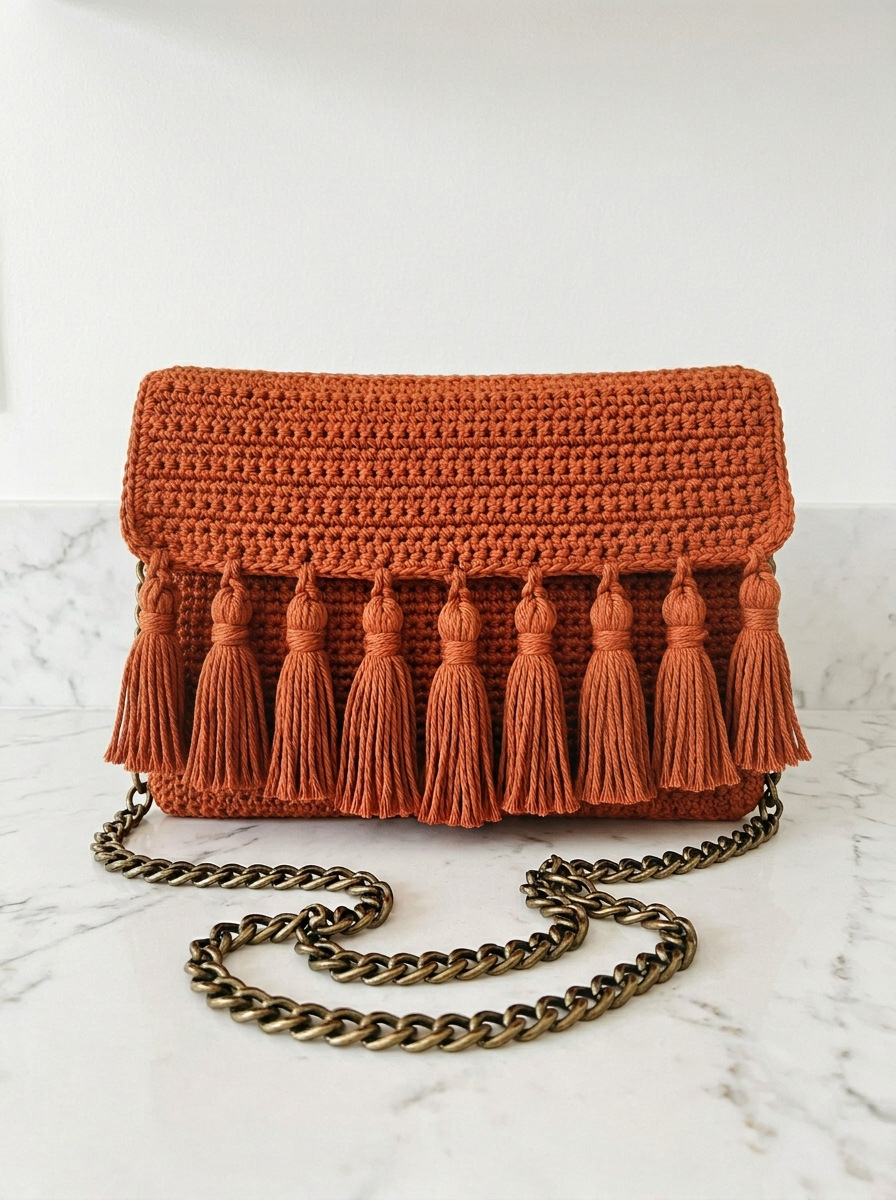 Terracotta Sunset Tassel Crossbody Free Crochet Pattern