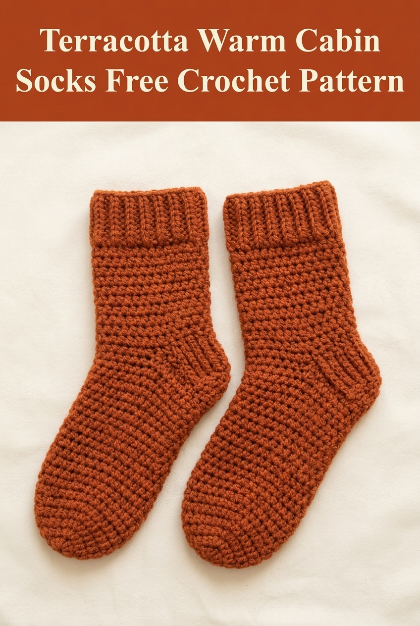 Terracotta Warm Cabin Socks Free Crochet Pattern