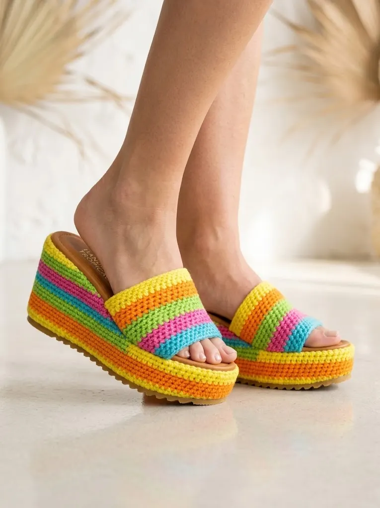 Tropical Citrus Crochet Platform Wedge Sandals Pattern