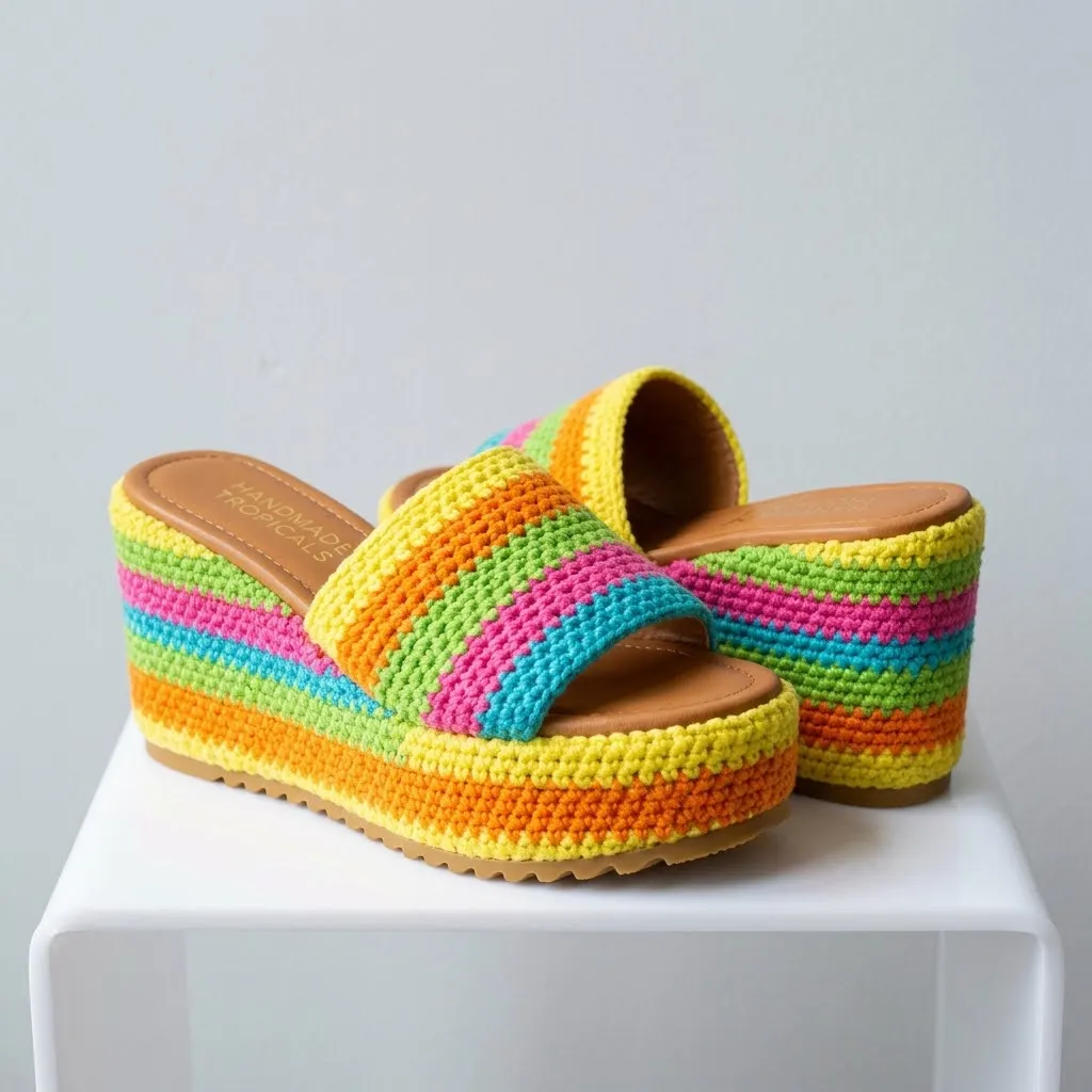 Tropical Citrus Crochet Platform Wedge Sandals Pattern