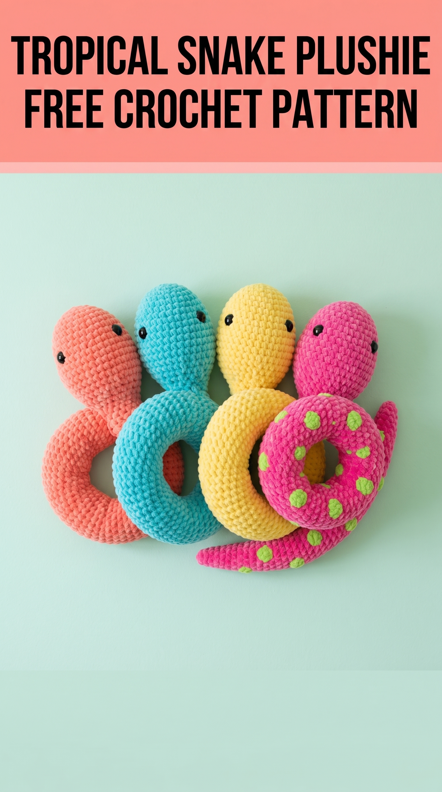 Tropical Snake Plushie Free Crochet Pattern