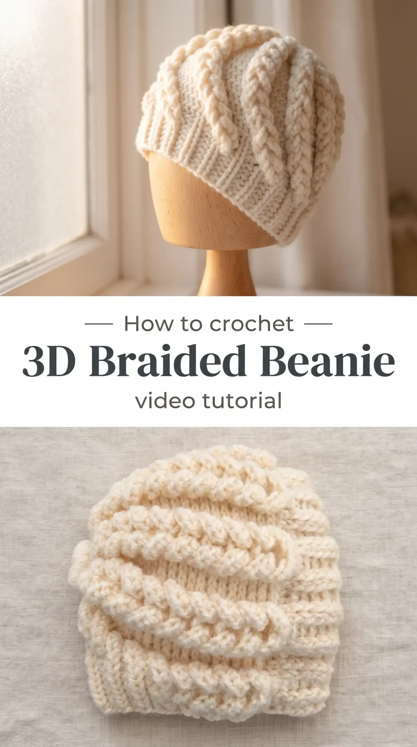 Crochet 3D Braided Beanie: A Bold Textured Treasure