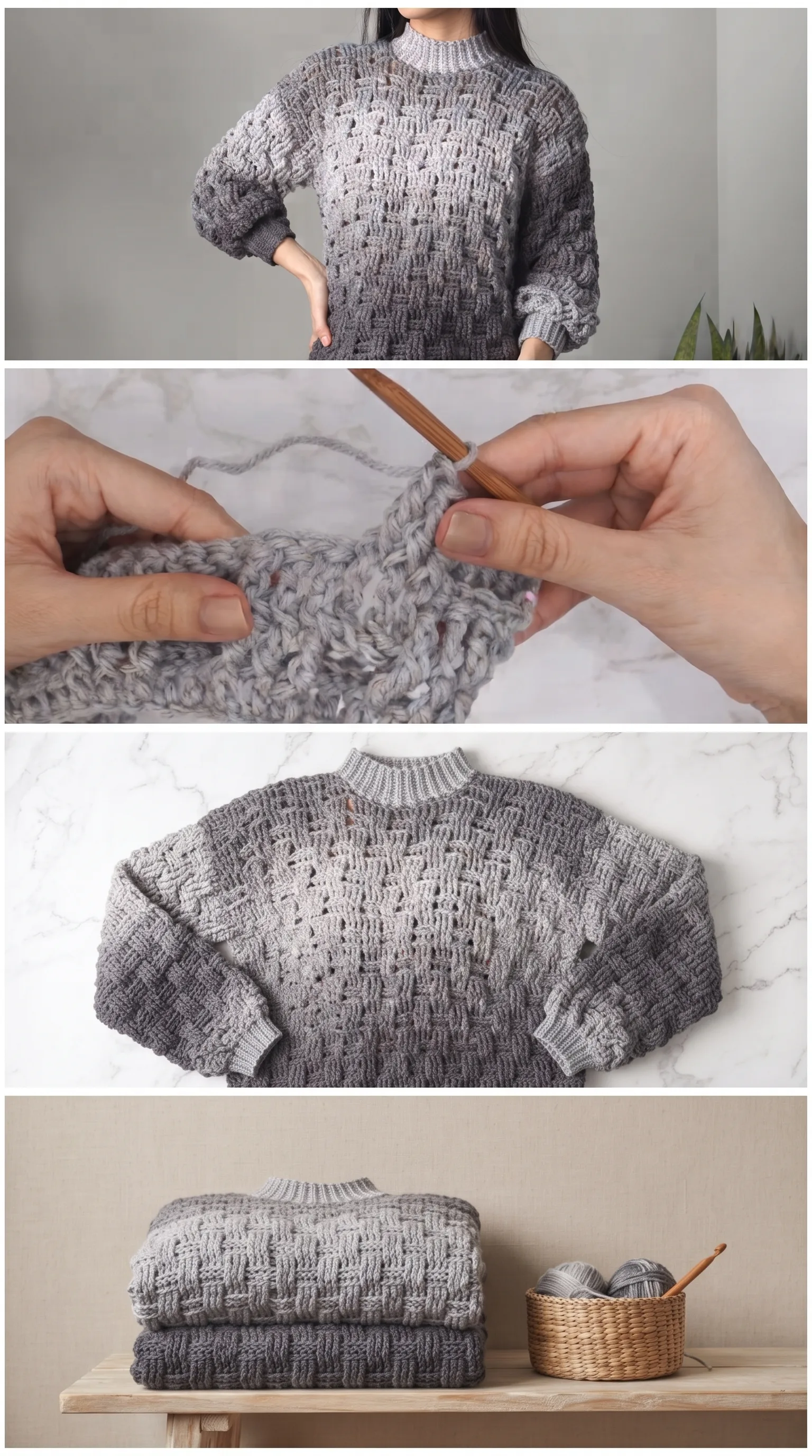 Crochet Basket Weave Sweater: A Timeless Cozy Classic pattern