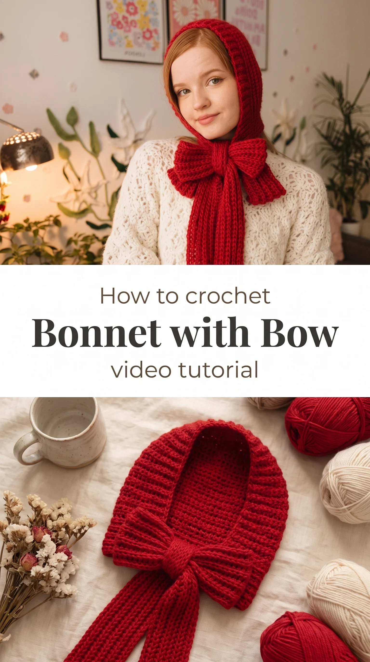 Crochet Bonnet with Bow: A Charming Winter Accessory