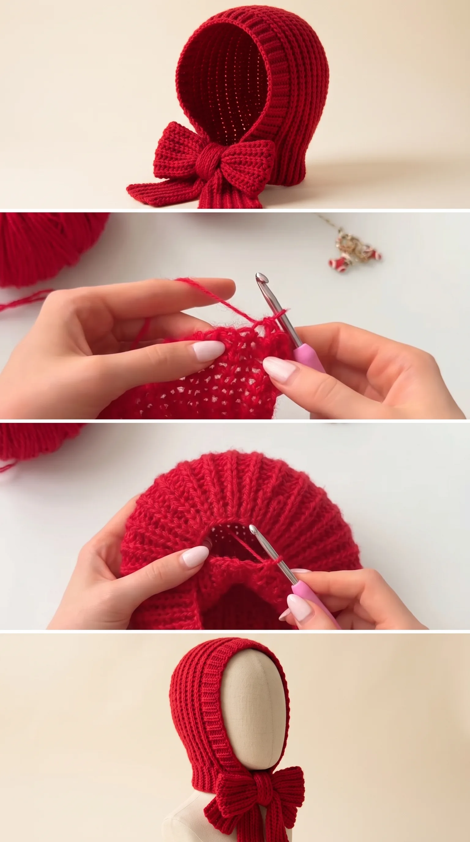 Crochet Bonnet with Bow: A Charming Winter Accessory pattern
