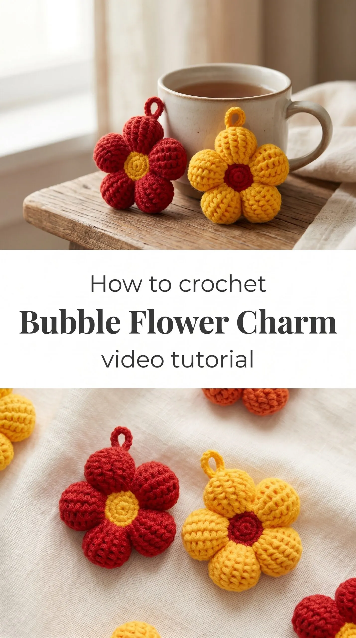 Crochet Bubble Flower Charm: A Cheerful Handmade Accent