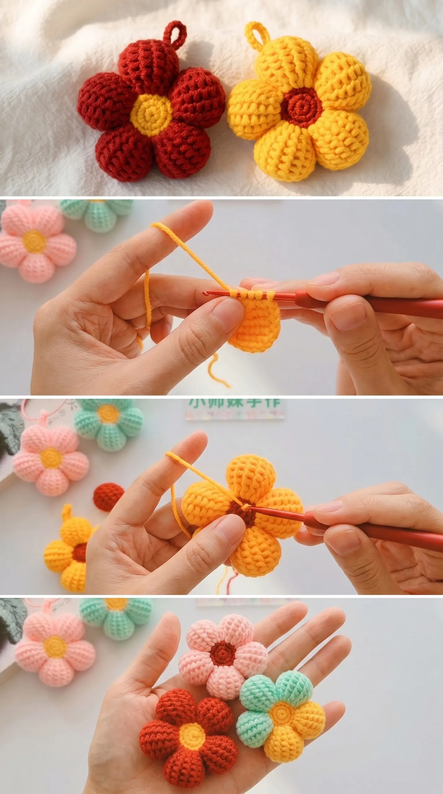 Crochet Bubble Flower Charm: A Cheerful Handmade Accent pattern