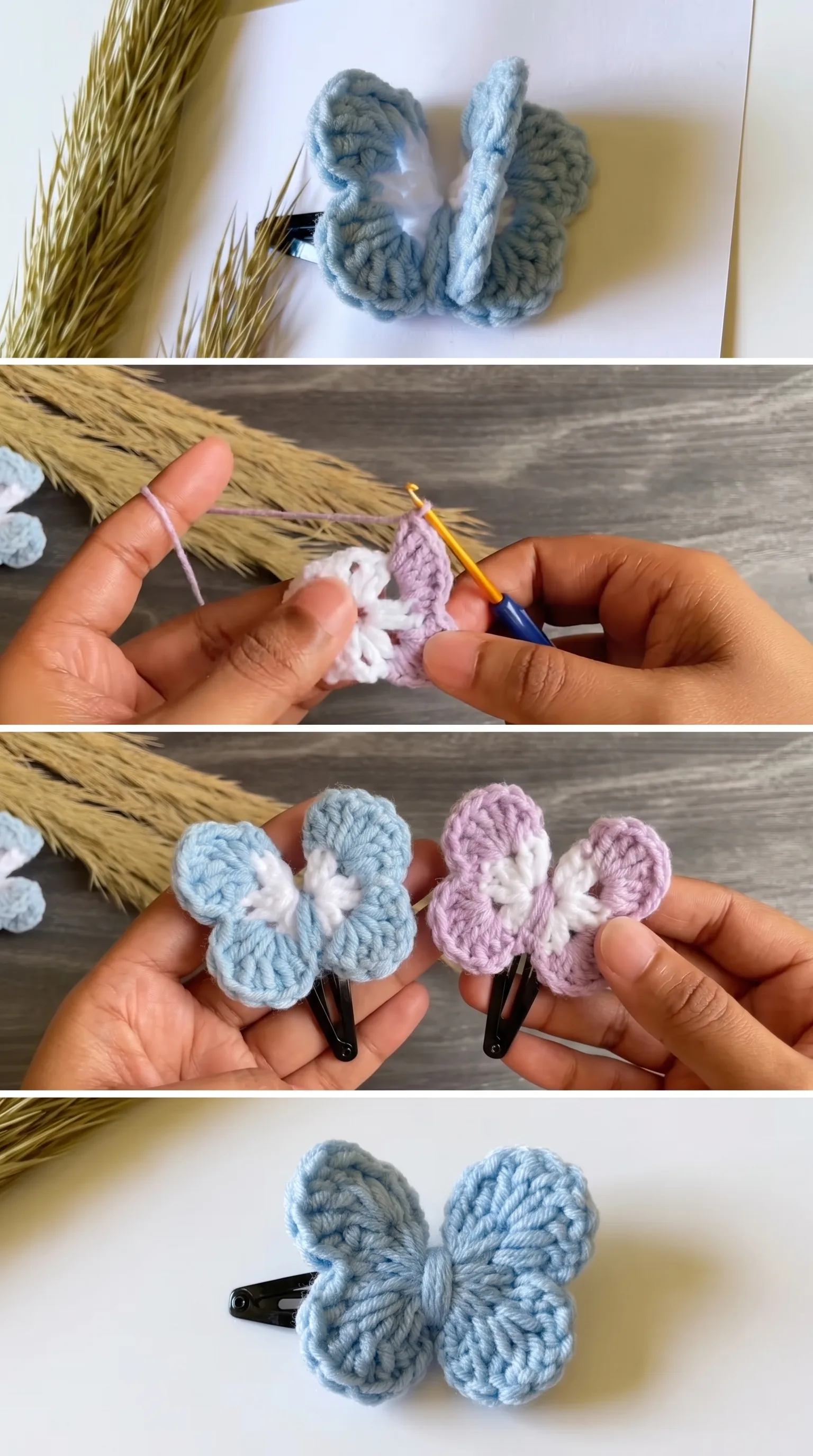 Crochet Butterfly Hair Clip: A Delicate Handmade Accent pattern