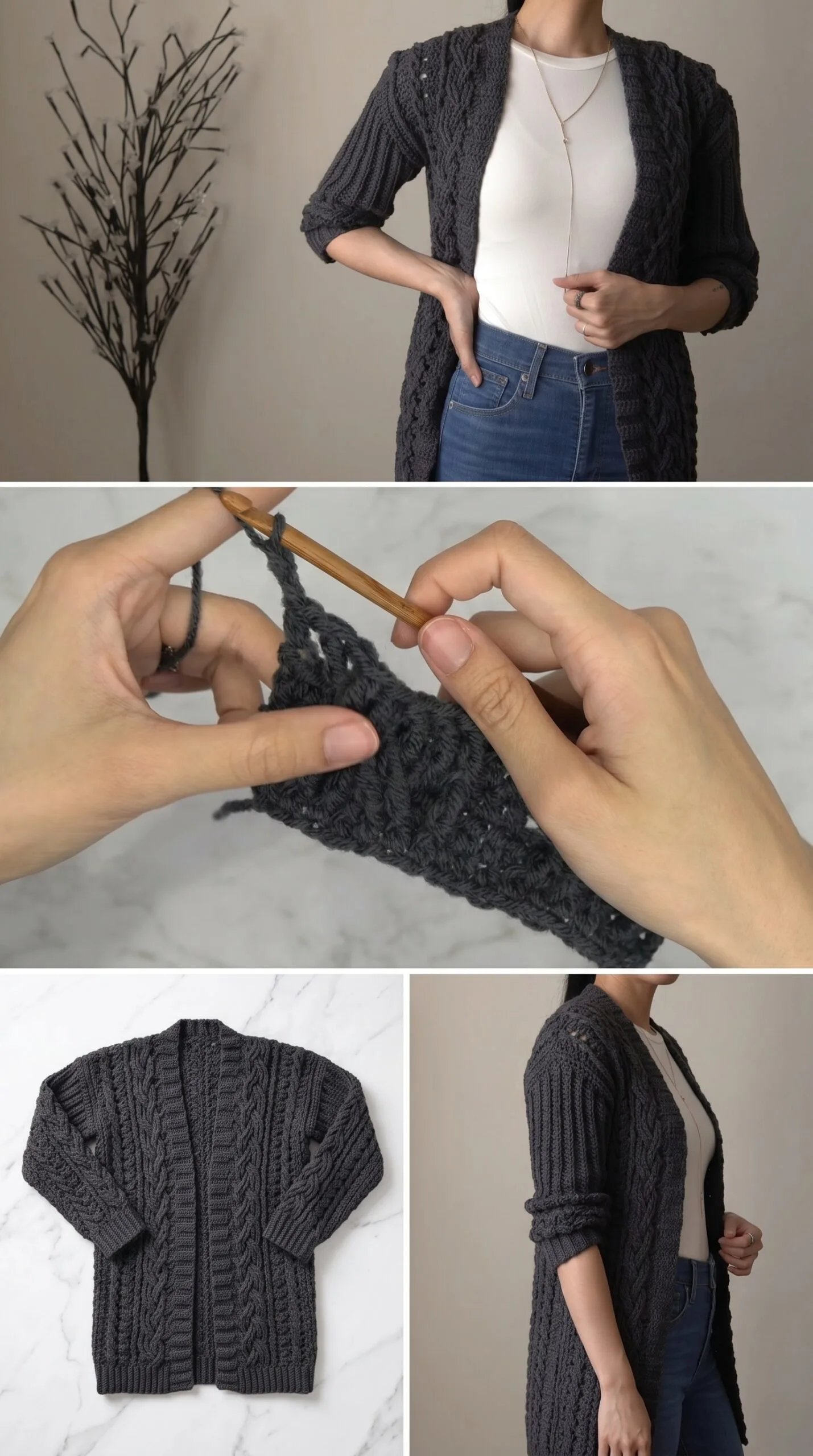 Crochet Cable Stitch Duster: A Timeless Layering Piece pattern