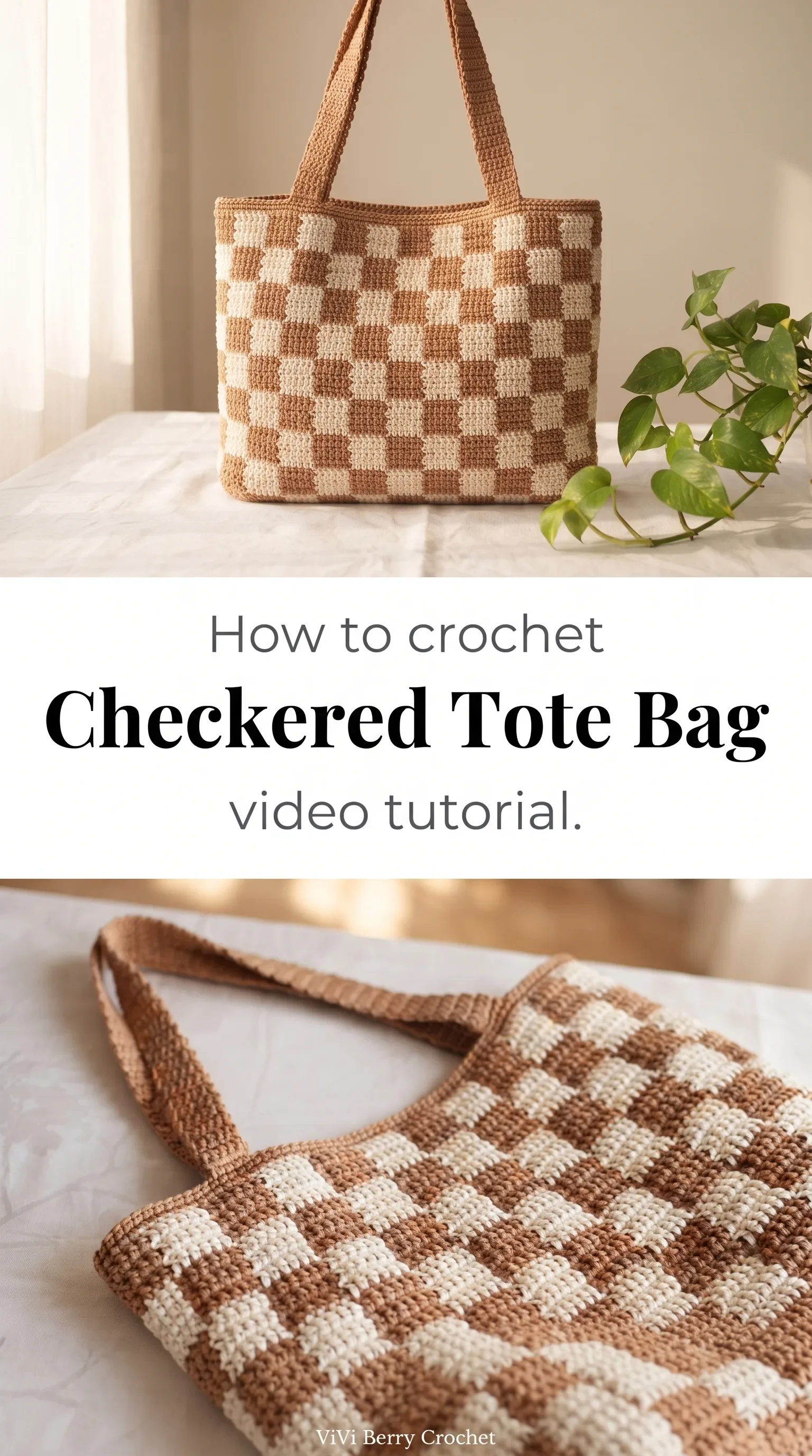 Crochet Checkered Tote Bag: A Chic Everyday Essential