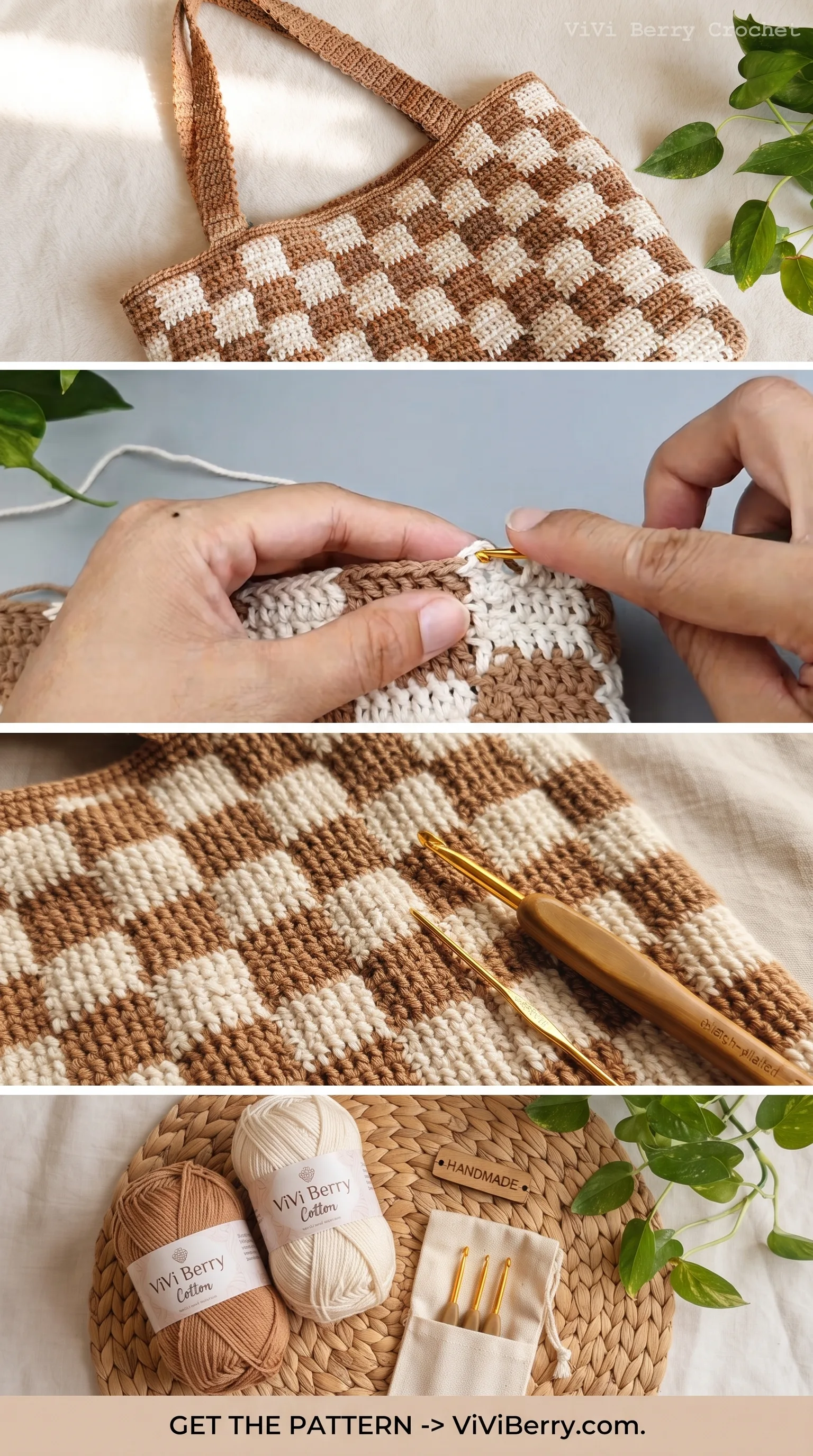 Crochet Checkered Tote Bag: A Chic Everyday Essential pattern