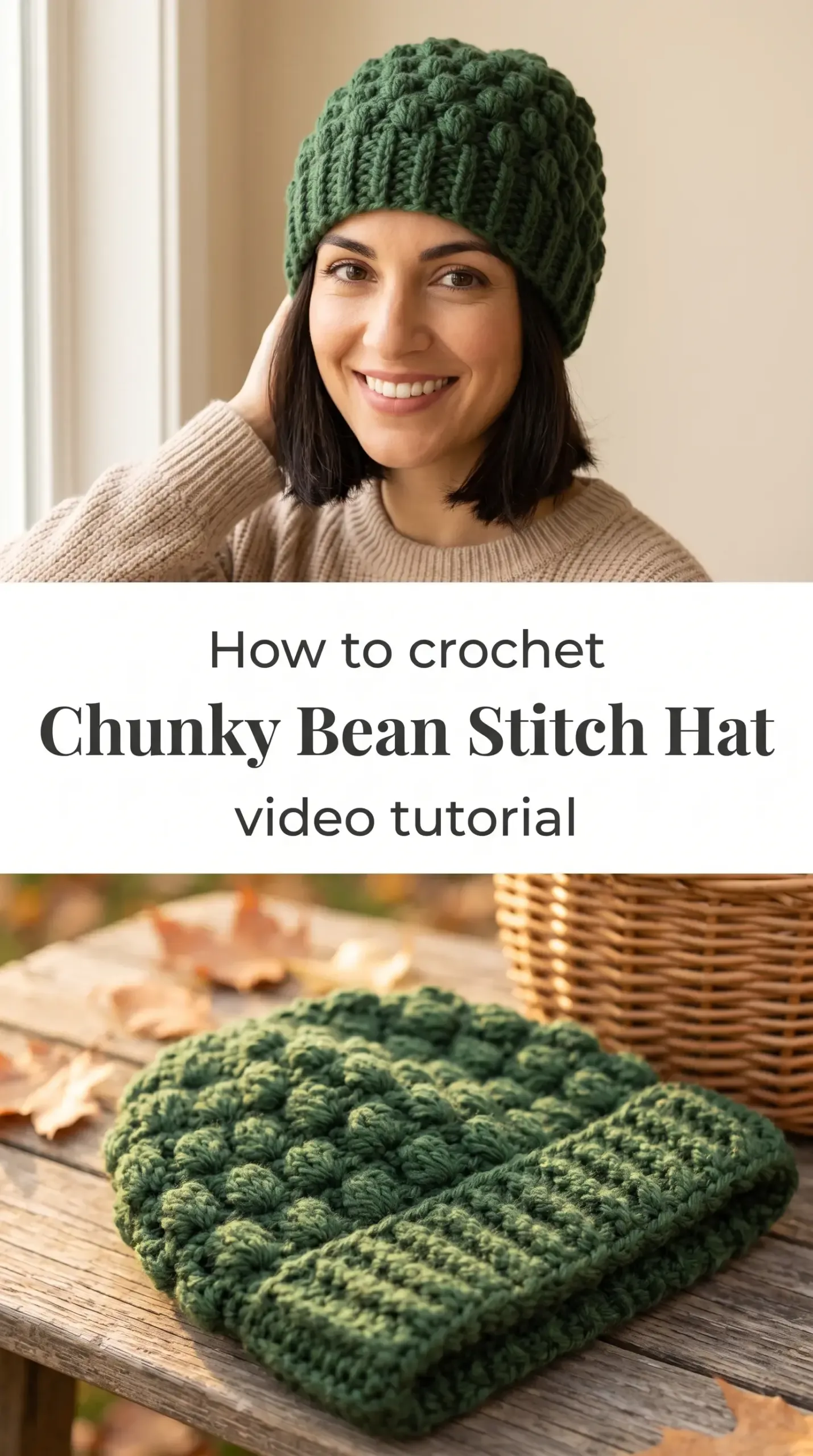 Crochet Chunky Bean Stitch Hat: A Warm Winter Essential