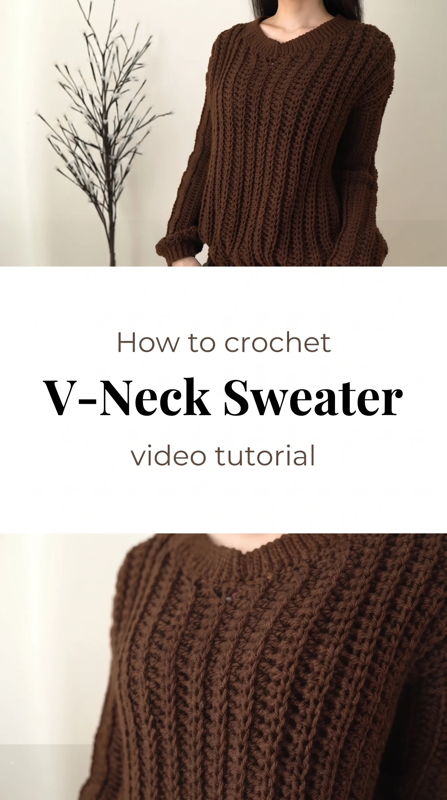 Crochet Comfy V-Neck Sweater: A Warm Cozy Classic