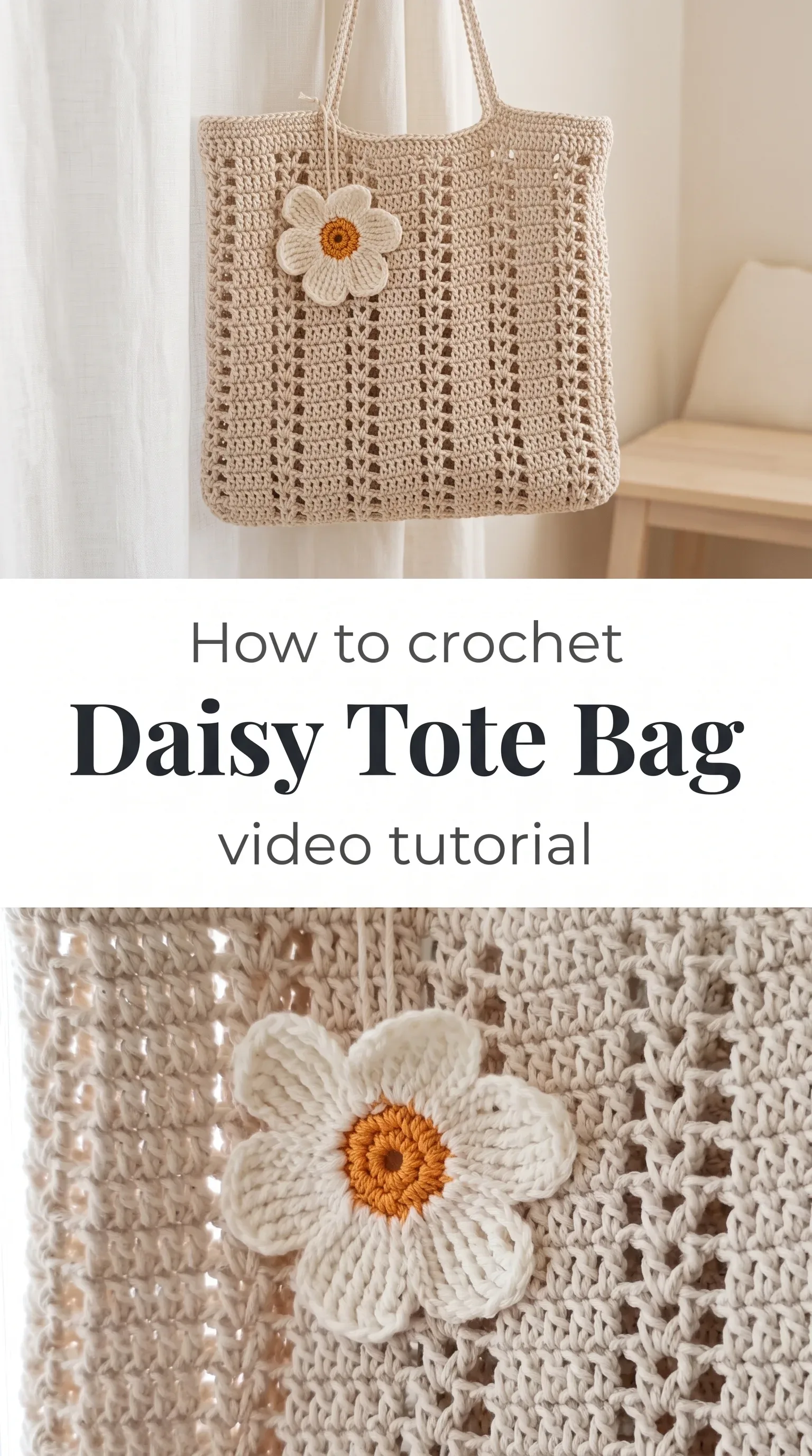 Crochet Daisy Tote Bag: A Charming Floral Accessory