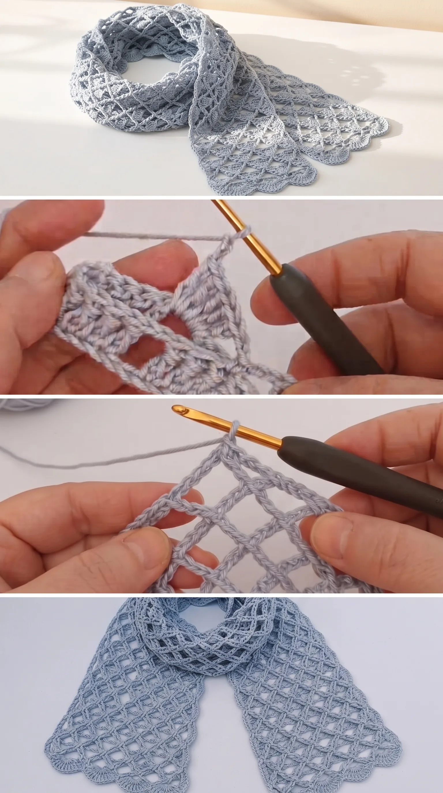 Crochet Diamond Mesh Scarf: A Timeless Lacy Accent pattern